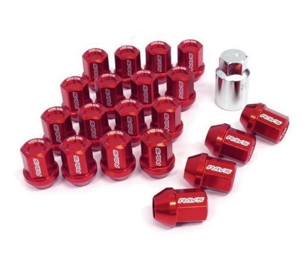 Picture of Rays Dura-Nut L32 12x1.25 Straight Type Red Lug Nuts w/Locks