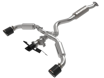 Picture of aFe Gemini GR Corolla XV 3 IN to 2-1/2 IN 304 Stainless Steel Cat-Back Exhaust System w/ Cut-Out (Carbon Fiber Tip) - 2023+ GR Corolla
