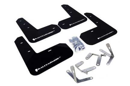 Picture of (Garage Sale Special) Rally Armor Black w/ White UR Mud Flaps - 2013-2020 BRZ/FR-S/86