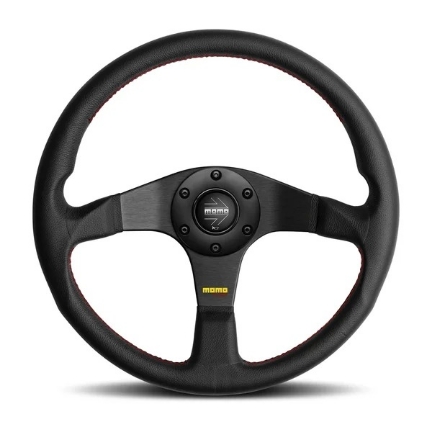 Picture of  Momo Tuner 350mm Steering Wheel - Black Leather/Red Stitch