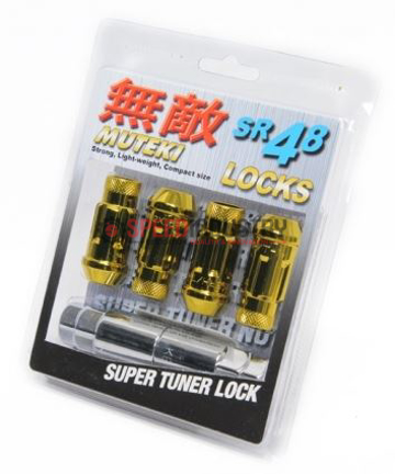 Picture of Muteki SR48 Locking 12x1.25 Lug Nut Set (4pcs) - Gold Chrome