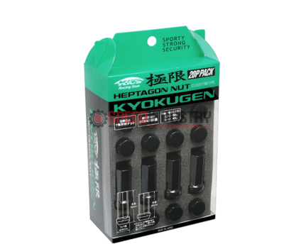 Picture of Project Kics Kyokugen 7-Sided Closed-Ended 12x1.25 Lug Nuts - Black