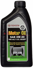 Picture of Toyota OEM 0w-20 Motor Oil 1qt