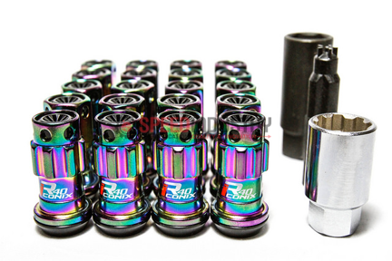 Picture of Project Kics R40 Iconix M12x1.5 Lug Nuts w/Locks - NeoChrome w/ Black Caps
