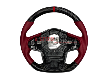 Picture of Rexpeed Supra 2020+ Carbon Fiber Red Leather Steering Wheel-Gloss / Matte